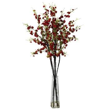Nearly Natural 38-in Cherry Blossoms with Vase Silk Flower Arrangement