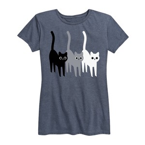 Women's - Instant Message - Monochrome Cats Short Sleeve Graphic T-Shirt - 1 of 4