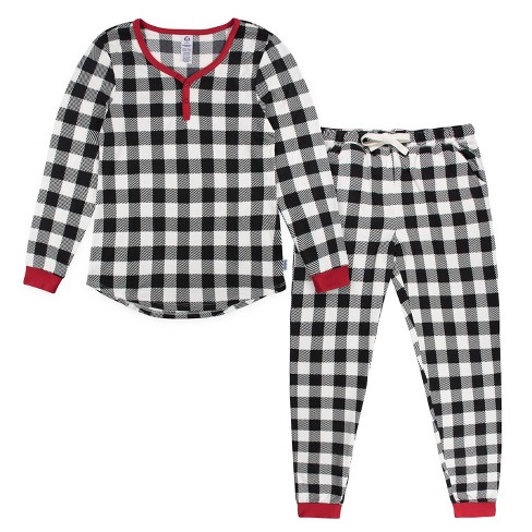 Family Pajamas Matching Women's Cotton Plaid Notched Pajamas Set