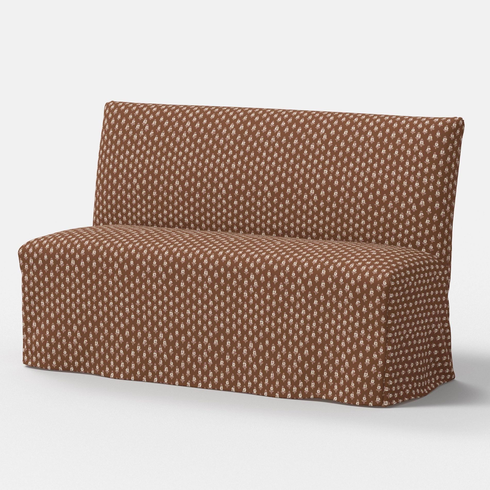 57" Jean Slipcovered Dining Banquette Bagru Block Brown - Threshold™