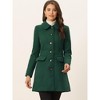 Allegra K Women's Peter Pan Collar Flap Pocket Single Breasted Buttoned Long Coat - 2 of 4