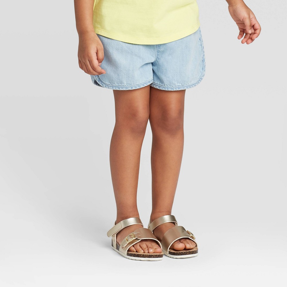 Size 3T Toddler Girls' Woven Pull-On Shorts - Cat & Jack Light Blue 3T