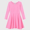 City Threads Girls Soft Jersey 100% Cotton Long Sleeve Skater Dress - USA-Made Twirly Dress for Toddlers/Kids - 3 of 4
