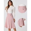 INSPIRE CHIC Women's Vintage Plaid High Waist Pleated A-Line Midi Skirt - 2 of 4