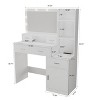 Vanity Desk with Mirror and Lights, Makeup Vanity Desk Table with Drawers and Cabinet, 3 Adjustable Lighting, Dressing Table with Cushioned Stool - 2 of 4