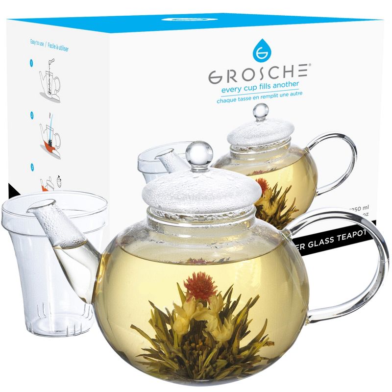 GROSCHE Monaco Glass Teapot with Glass Tea Infuser, 42 fl oz. Capacity, 1 of 15
