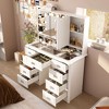 Famapy White 43.3"W 3 Mirrored Vanity Table With Lights and Storage Drawers - 3 of 4