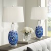360 Lighting Marnie 27 3/4" Tall Curved Modern Coastal Table Lamps Set of 2 Blue Art Glass White Shade Living Room Bedroom Bedside (Colors May Vary) - 2 of 4