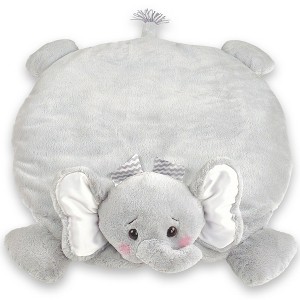 Bearington Baby Lil' Spout Elephant Tummy Time Mat, 30x30in Baby Playmat, Soft Plush Animal Blanket, Elephant Baby Decor - 1 of 4