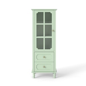 TopComfy Decorative Storage Cabinets Buffet Cabinet Glass Doors Double Drawer Storage Sideboard Cupboard for Living Room, Green, 51.57"*20"*5.31" - 1 of 4