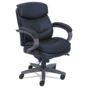 La-Z-Boy Woodbury Mid-Back Executive Chair, Supports Up to 300 lb, 18.75" to 21.75" Seat Height, Black Seat/Back, Weathered Gray Base - 1 of 4