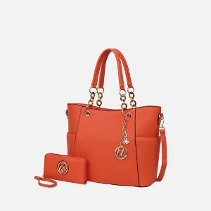 MKF Collection Bonita Vegan Leather Tote Bag with matching Wallet by Mia K- Orange - 1 of 4