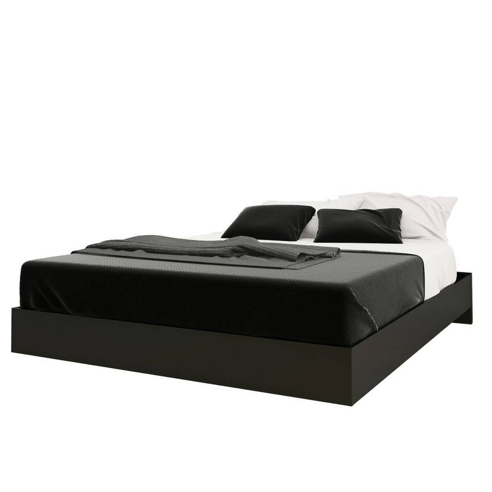 Photos - Bed Queen Apollo  with Headboard Bark Gray/Black - Nexera: Modern Platform, No Box Spring Needed