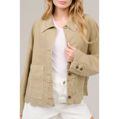 Women's Scalloped Hem Denim Jacket - Aaron & Amber