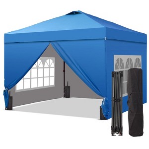 Ainfox 10ftx10ft Pop Up Canopy Tent with 4 Sidewalls One Push Tent Canopy with Wheeled Carry Bag, 8 Stakes and 4 Ropes - 1 of 4