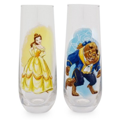 Beauty and the Beast, Disney wine glass, Wine glass set, Glitter wine  glass, Couple glasses