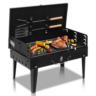 Winado Portable Square Charcoal Grill in Black