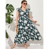 Clearlove Women's Summer Plus Size Dress Ruffle Cap Sleeveless V Neck Side Split Long Beach Maxi Dress - 3 of 4