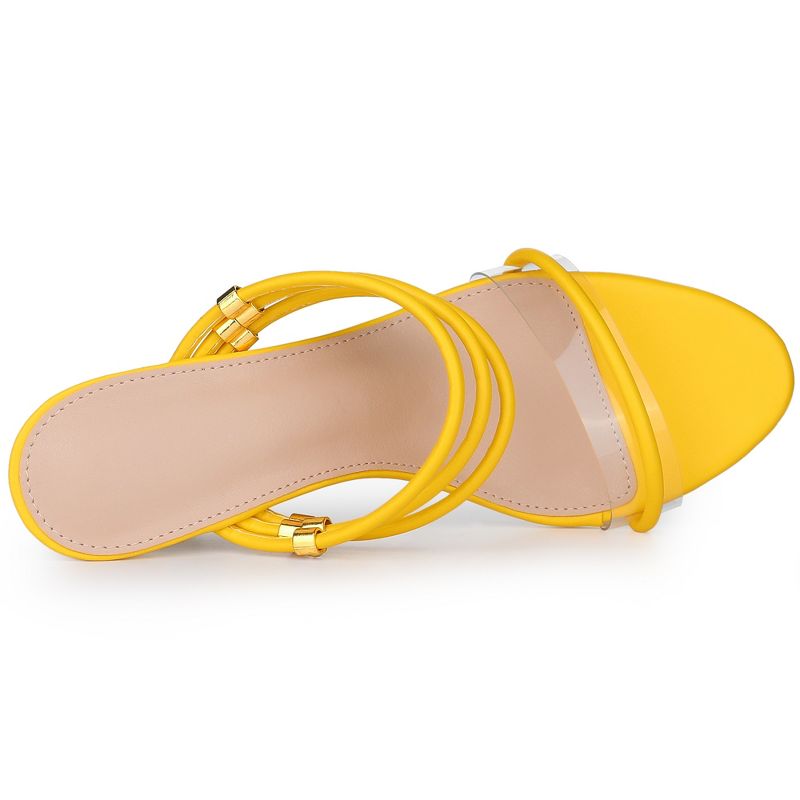 Allegra K Women's Rhinestone Open Toe Low Wedges Clear Heel Sandals, 4 of 7