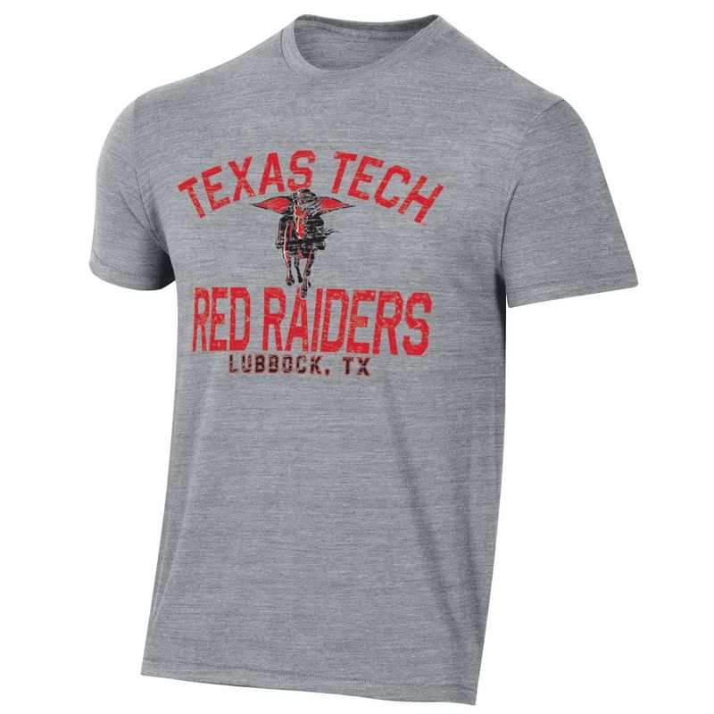 NCAA Texas Tech Red Raiders Men&#39;s Gray Tri-Blend T-Shirt, 1 of 3