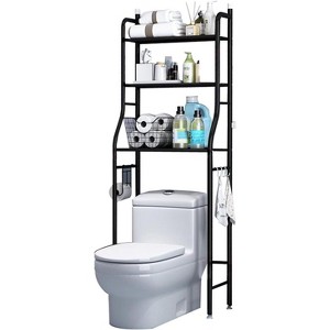Over The Toilet Shelf, Metal Floor-Standing Toilet Storage, with Removable Towel Hooks&Paper Holder, for Bathroom, Restroom, Laundry - 1 of 4