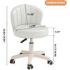 RISOKEYS PU Leather Small Scallop Desk Chair with Back,Cute Armless Rolling Vanity Chair,Height Adjustable for Bedroom Office - 3 of 4