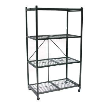 Origami General Purpose Foldable Shelf Storage Rack with Wheels for Home, Garage, or Office, Pewter
