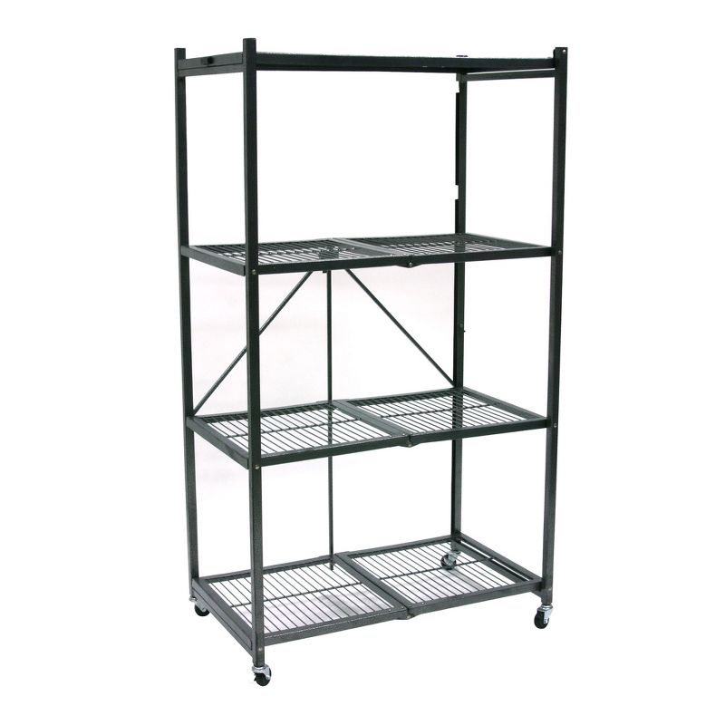 Origami General Purpose Foldable Shelf Storage Rack with Wheels for Home, Garage, or Office, Pewter, 1 of 7