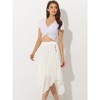 Allegra K Women's Elastic Waist Chiffon Handkerchief Hem Midi Skirt - 3 of 4