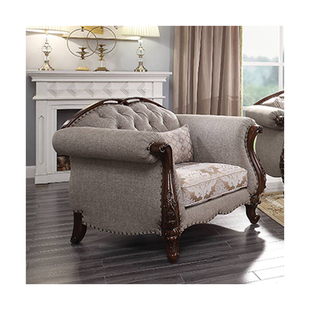 48" Miyeon Fabric Chair Cherry - Acme Furniture