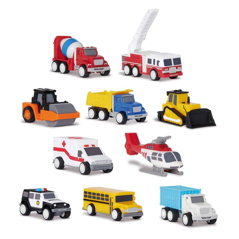 DRIVEN by Battat &#8211; Mini Toy Trucks and Work Vehicles &#8211; Pocket Fleet Multipack - 10 pc, 1 of 18