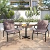 Costway Patio Chairs Set of 2/4/6 with Breathable Fabric & Metal Frame Armrests for Poolside Brown/Gay - 2 of 4