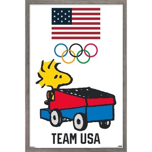 Trends International Team USA x Peanuts – Woodstock Drives the Zamboni Framed Wall Poster Prints - 1 of 4