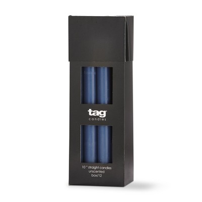 tag Color Studio 10" Denim Blue Straight Candles - Set of 12