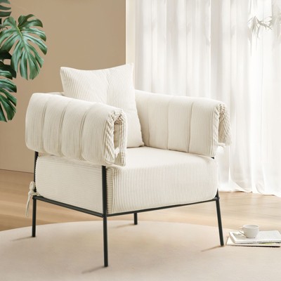 Kumasinova Modern Accent Chair,Comfy Upholstered Armchair with Soft Cushion and Metal Frame,Reading Chair for Living Room,Bedroom,Office