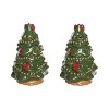 Transpac Dolomite Bow Trees Salt and Pepper Shaker Set Ceramic Christmas Decor for Festive Gatherings Gift Hostess - 2 of 2