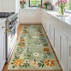 2' x 6' Green Floral Runner Rug, Washable, Low-Pile, Non-Slip, Stain-Resistant, Soft Foldable Ideal for Entryway, Laundry, Bathroom - 2 of 4