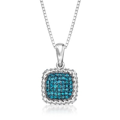 Ross-Simons 0.25 ct. t.w. Blue Diamond Pendant Necklace in Sterling Silver Size 18