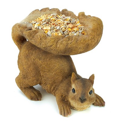 7" Polyresin Woodland Squirrel Bird Feeder Brown - Zingz & Thingz