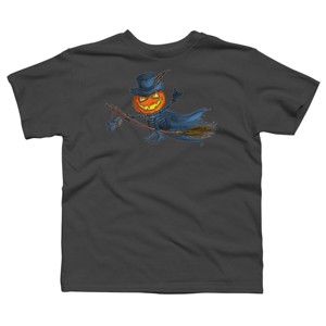 Boy's Design By Humans Halloween flying pumpkin By officegeekshop T-Shirt - 1 of 2