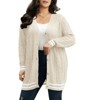 Open Front Cardigan for Women Cable Knit Sweater with Pockets Plus Size Long Sleeve Tops Button Down - 2 of 4