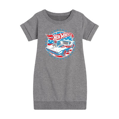 - Hot Wheels - Red, White and Blue Muscle Car Graphic Short Sleeve Fleece Dress