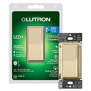 Lutron Sunnata Touch Dimmer Switch with LED+ Advanced Technology, for LED, Incandescent and Halogen, 3 Way/Multi Location, STCL-153M-IV, Ivory - 1 of 4