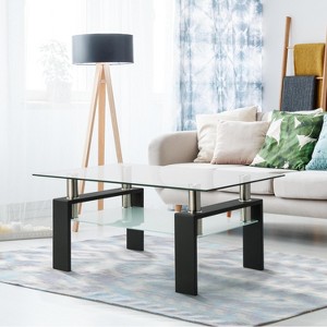 KWPZQEB 2-Tier Modern Coffee Table with Storage Shelf, Rectangle Metal Side Table End Table for Small Apartment, Living Room - 1 of 4