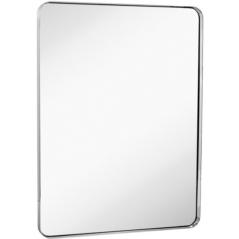 Hamilton Hills Contemporary Brushed Metal Wall Mirror 30