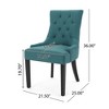 Elegant Two-Pack Teal Fabric Dining Chairs, Armless Design for Comfortable and Chic Seating - 3 of 3