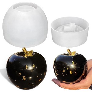 JDICTION Apple Shaped Jar Mold with Lid, Candle Holder Molds, Apple Box Storage Silicone Mold for Resin, Clay, Gypsum Casting - 1 of 4