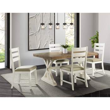 5pc Barrett Rectangle Extendable Dining Table Set Natural/White - Picket House Furnishings