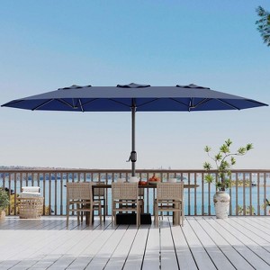 15ft Large Patio Umbrella with Sandbag Base - Rectangular Patio Umbrella with Crank Handle, UV Protection for Outdoor Market, Backyard, Pool - 1 of 4