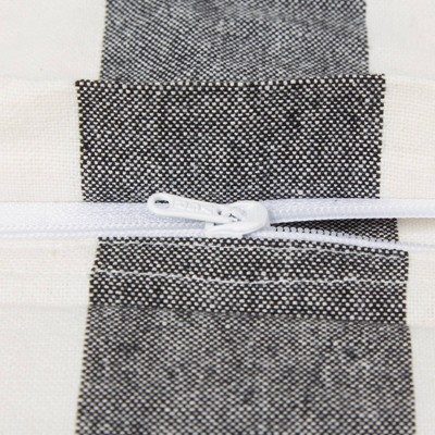 Black and White Striped Cotton Euro Pillow Covers, Set of 2